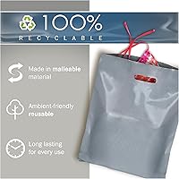 Vista 7 de Silver Merchandise - Bolsas de plástico para compras, paquete de 100 unidades de 12 x 18 pulgadas con 2 mil de grosor, asas troqueladas, perfectas