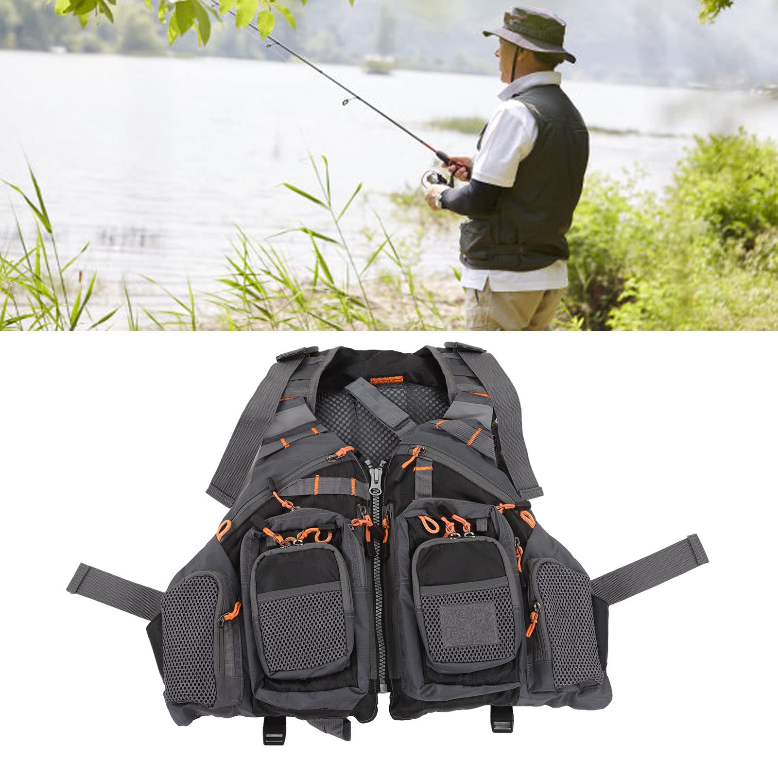 Natudeco Fishing Vest Backpack Outdoor Fishing Vest Adjustables Shoulder Straps and Belt Black Average Size for Men and Women Outdoor Activity