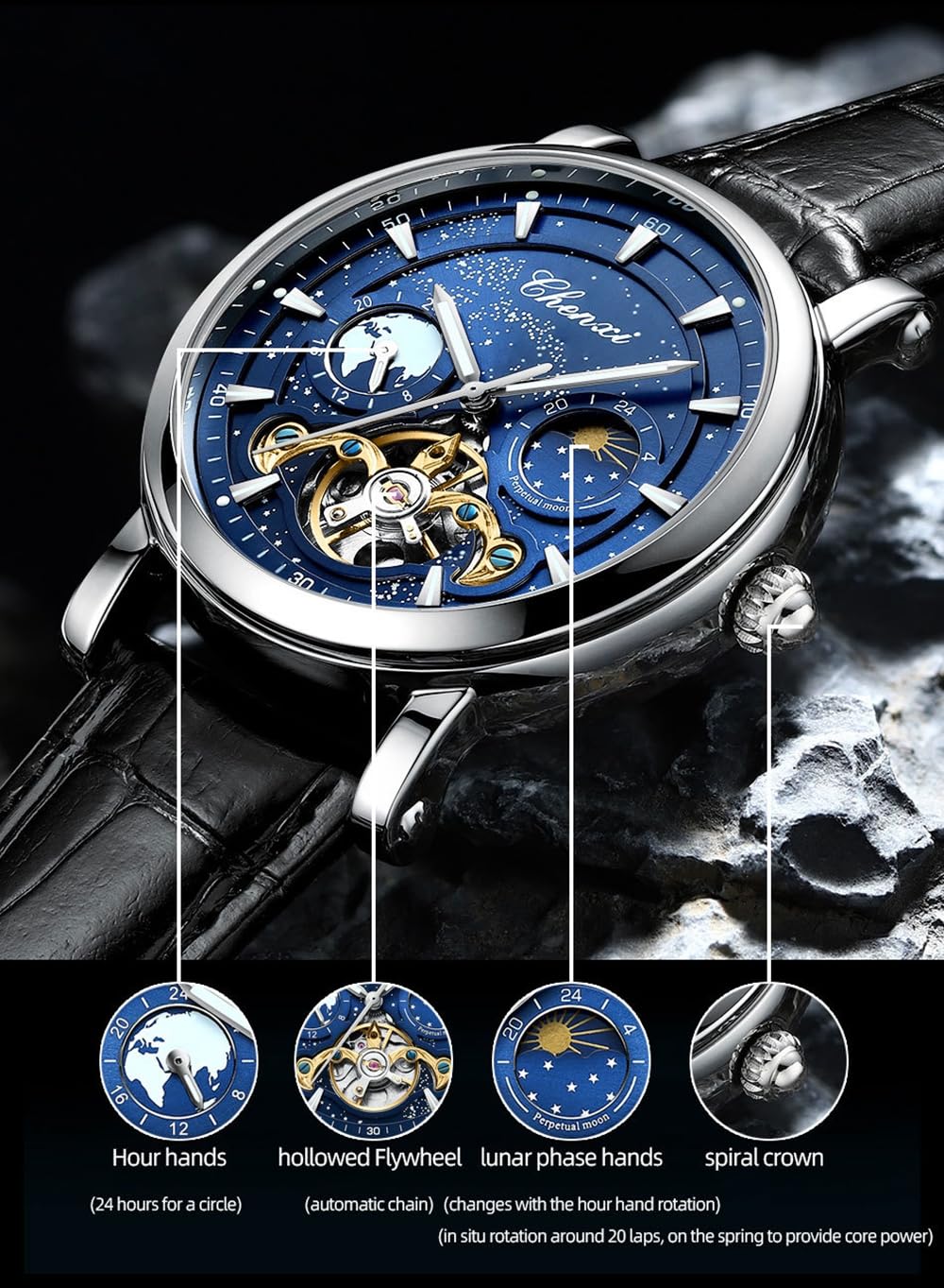 Reloj mecánico automático para hombre, reloj Tourbillon de lujo, impermeable, luminoso, cronógrafo