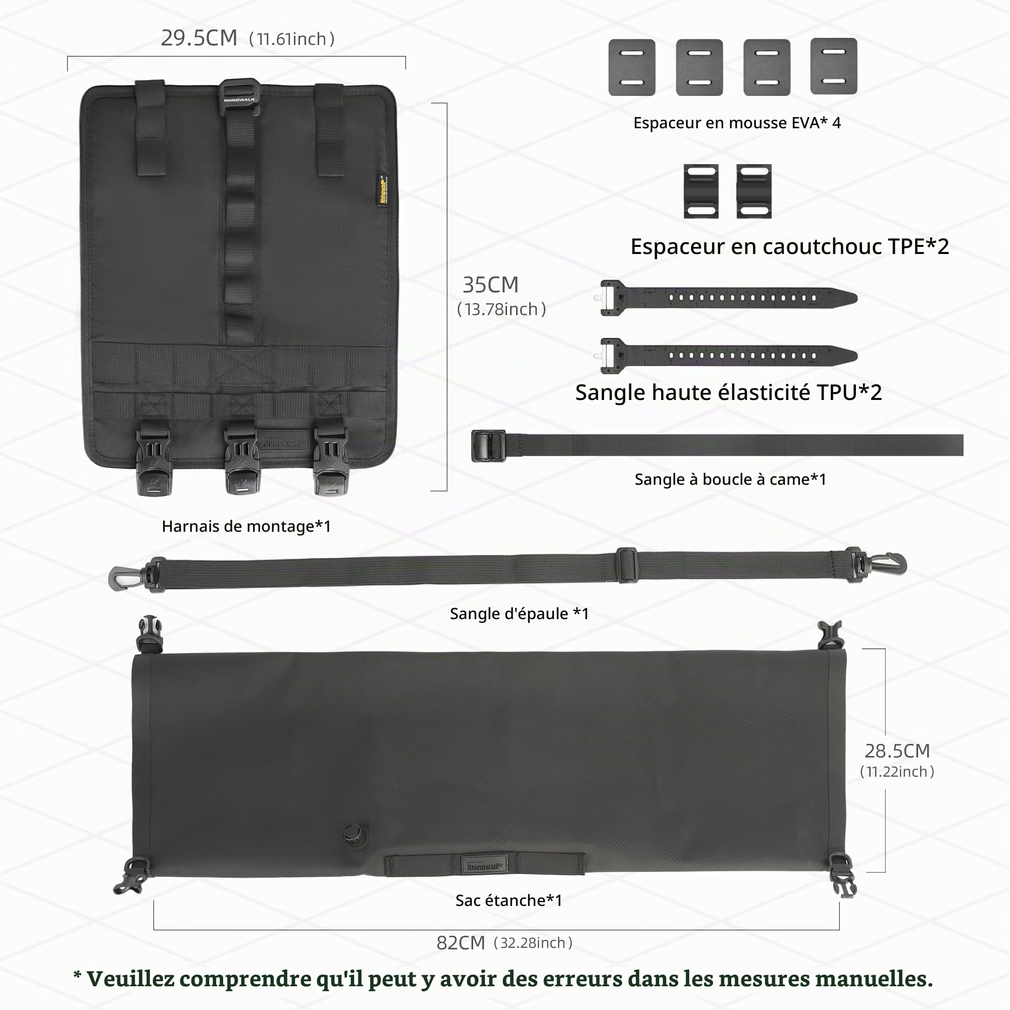 Rhinowalk Sac de Guidon de Vélo Étanche - Sac de Rangement Roulé Avant pour Vélo, Sac à Bandoulière de Grande Capacité pour le Bagage de Vélo