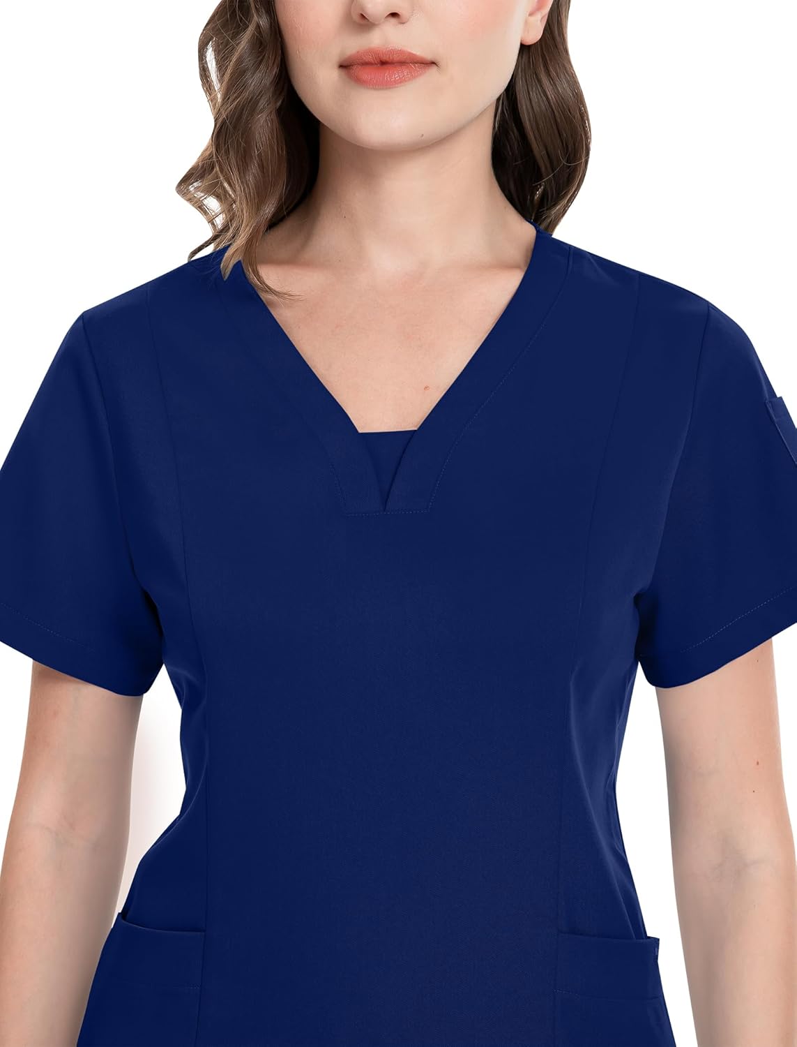 niaahinn Scrub Suit Set for Women Modern V-neck Top & Tapered Leg Jogger Pants with Drawstring Medical Nursing Uniforms Set - Image 2