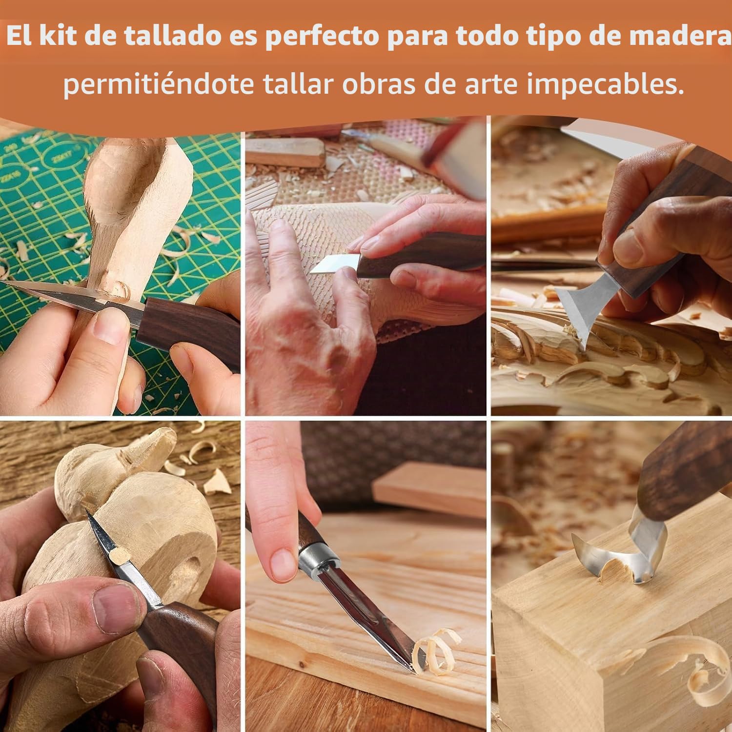Juego de 17 Piezas Herramientas de Tallado,con Estuche Grande de Piel,Juego de Cuchillos para Tallar, para Principiantes y Entusiastas
