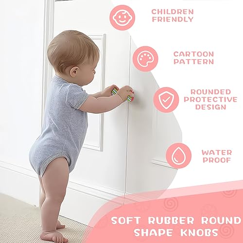 Miniatura 9 de Juego de 6 perillas de goma suave con forma de dibujos animados para tiradores de gabinete, pomos de cajón para armarios, caja organizadora,