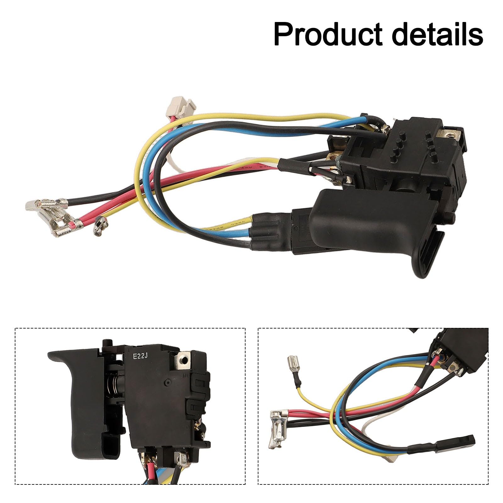 Commutateur de déclenchement de rechange pour Makita 6506549, HR202D, BHR202RFE, DHR202, BHR202, DHR202RME, DHR202Z, 638883-4, 638882-6, 16A, 7.2-24V, Noir