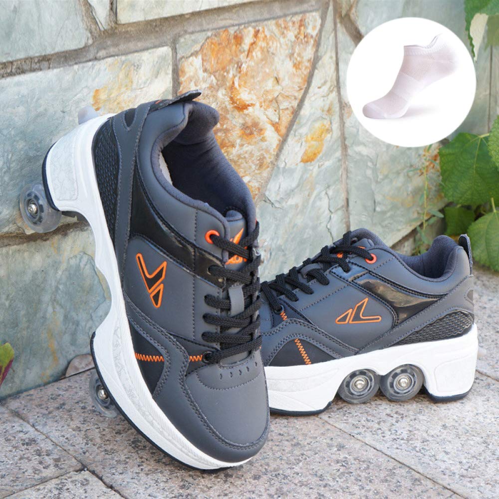 HUOQILIN Roller Skates for Woman,Inline Skate,2-in-1 Multi-Purpose  Shoes,Adjustable Quad Roller Skates Boots Double-Row Deformation Shoes for  Unisex