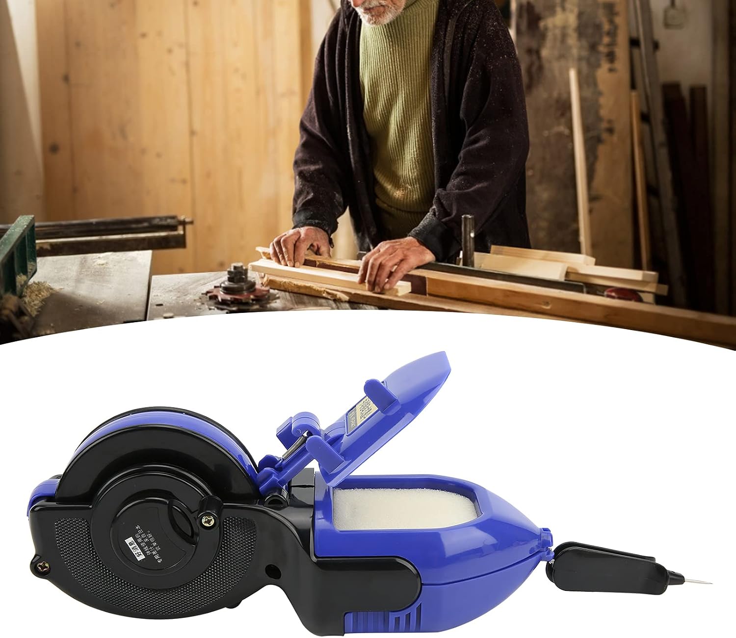 Yunseity Carpenter Ink Marker,Manual Scriber Chalk Line Fountain Carpentry Woodworking Tool 30 Metres,Meet All the Marking Needs in Woodworking