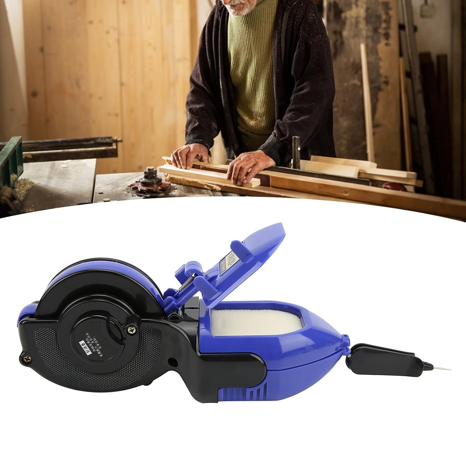 Chalk Line, Manual Chalk Line Tool Carpenter Ink Marker Scribes with 98.4ft Chalk Reel, Professional Chalk Line Reel for Woodworking Construction Tools
