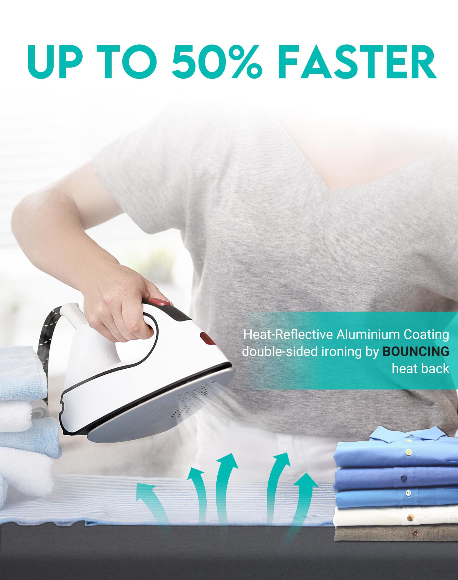 ZOES HOMEWARE Funda y almohadilla para tabla de planchar 100% algodón, acolchado grueso con bordes elásticos, funda de alta calidad para tablas de tamaño estándar de 15 x 54 pulgadas, resistente a las