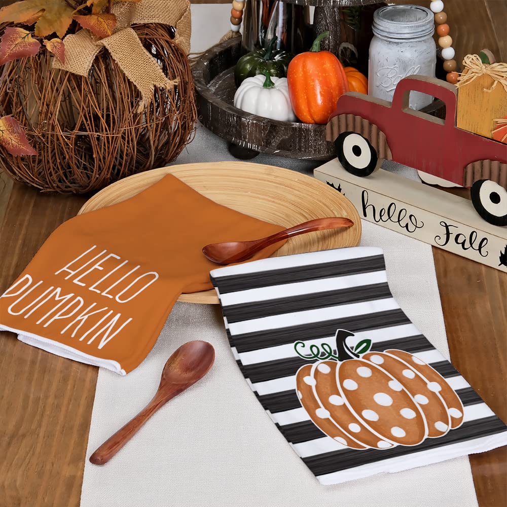 Herbst-Küchentücher Aus Mikrofaser – Set Mit 2 Stück, Saugfähig & Mit Herbstmotiv (Kürbis/Ernte, 45,7 X 66 Cm)
