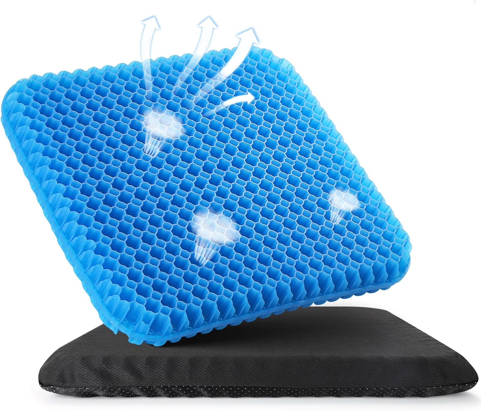 HASA zone Gel Seat Cushion, 5cm Double Thicker Breathable Gel Seat Cushion for Wheelchair Cool Seat Cushion Honeycomb Design, Lumbar Support Chair Cushion With Non-Slip Cover For Home Office Car
