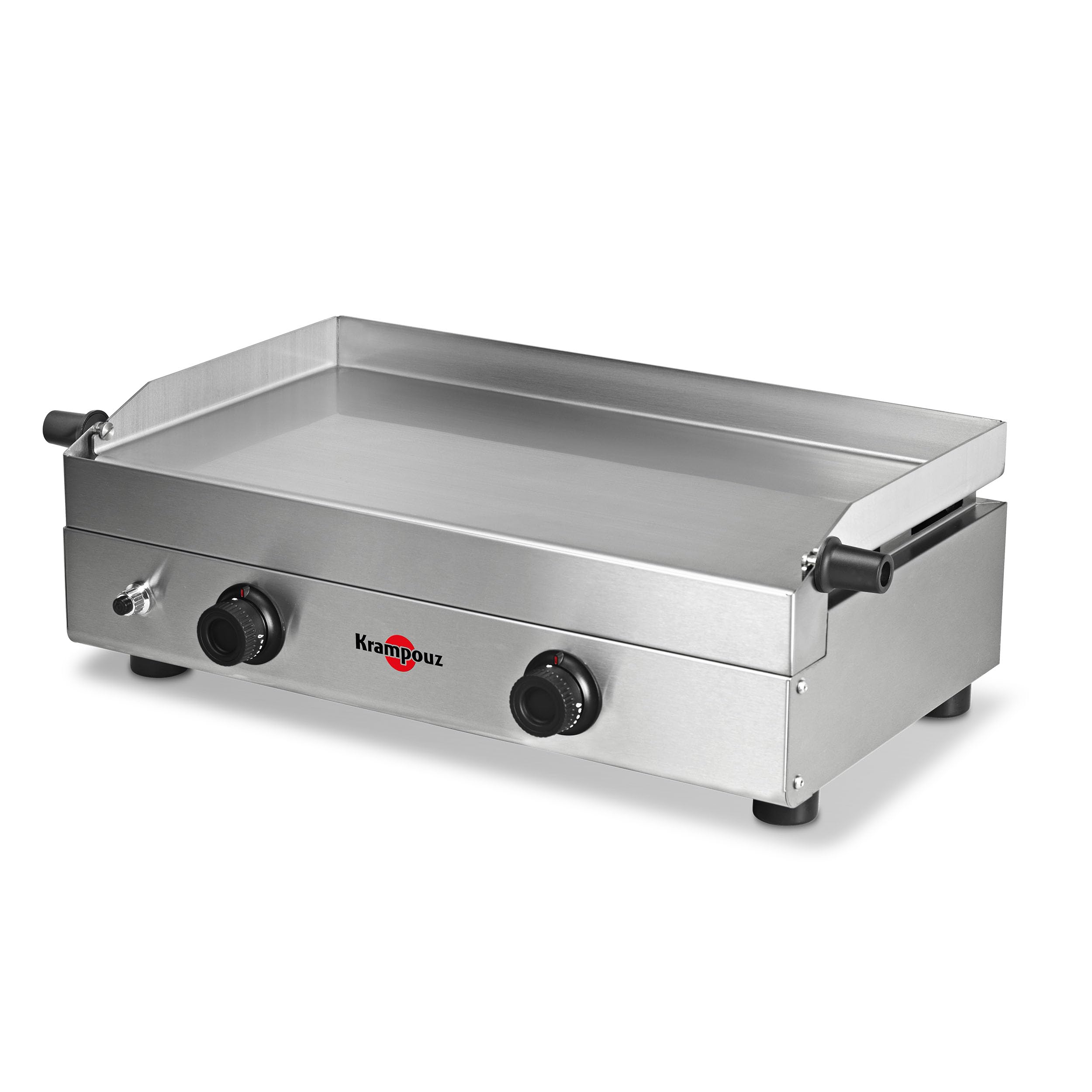 KRAMPOUZ - Plancha de gas Saveur - Placa de cocción de acero inoxidable de 64 x 33 cm - 3.400 vatios - 2 zonas de cocción - 2 quemadores de acero inoxidable - Limpieza fácil - Fabricada en Francia