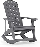 Flash Furniture Savannah All-Weather Poly Resin Adirondack Rocking Chair, Gray - 350 lb Capacity, Low Maintenance