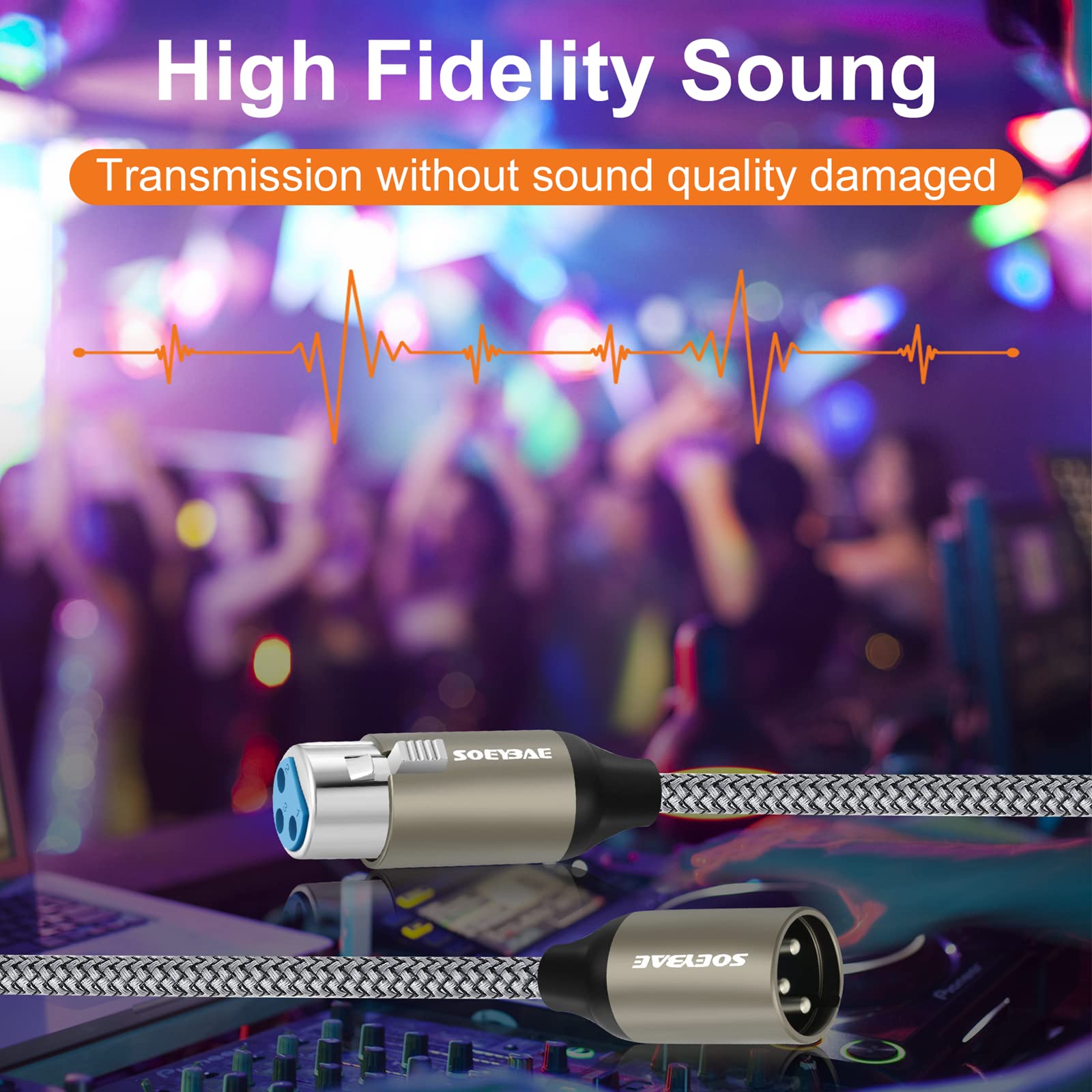 SOEYBAE Cable de XLR hembra a XLR macho 20M,Balanceado Microfono Audio,para Micrófono, Altavoz, Grabadora, Equipo de Sonido, Mesa de Mezclas
