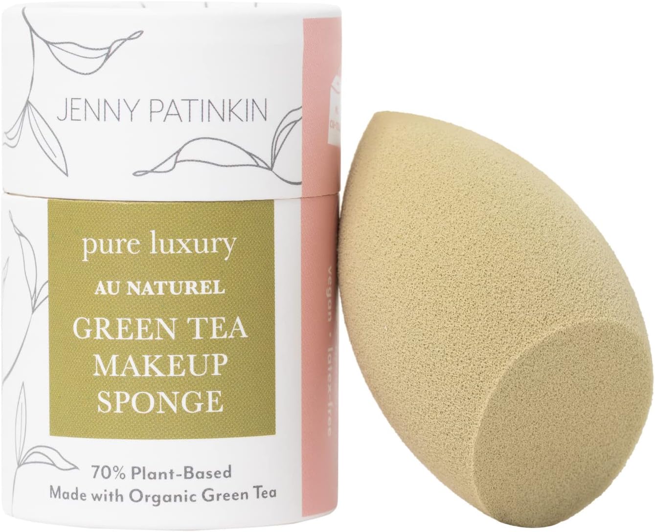Jenny Patinkin Pure Luxury Au Naturel Green Tea Makeup Sponge - Beauty Blender & Sponge for Flawless Face Makeup Blending - Organic & Soft Beauty Blender Surface