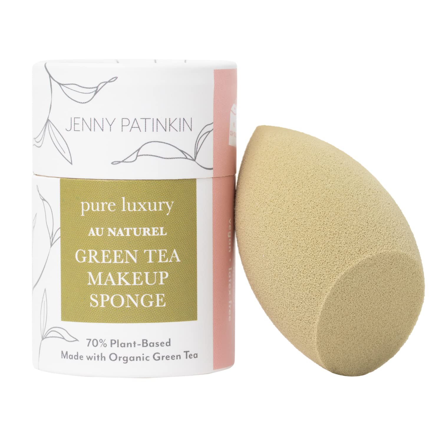 Jenny Patinkin Pure Luxury Au Naturel Green Tea Makeup Sponge - Beauty Blender & Sponge for Flawless Face Makeup Blending - Organic & Soft Beauty Blender Surface