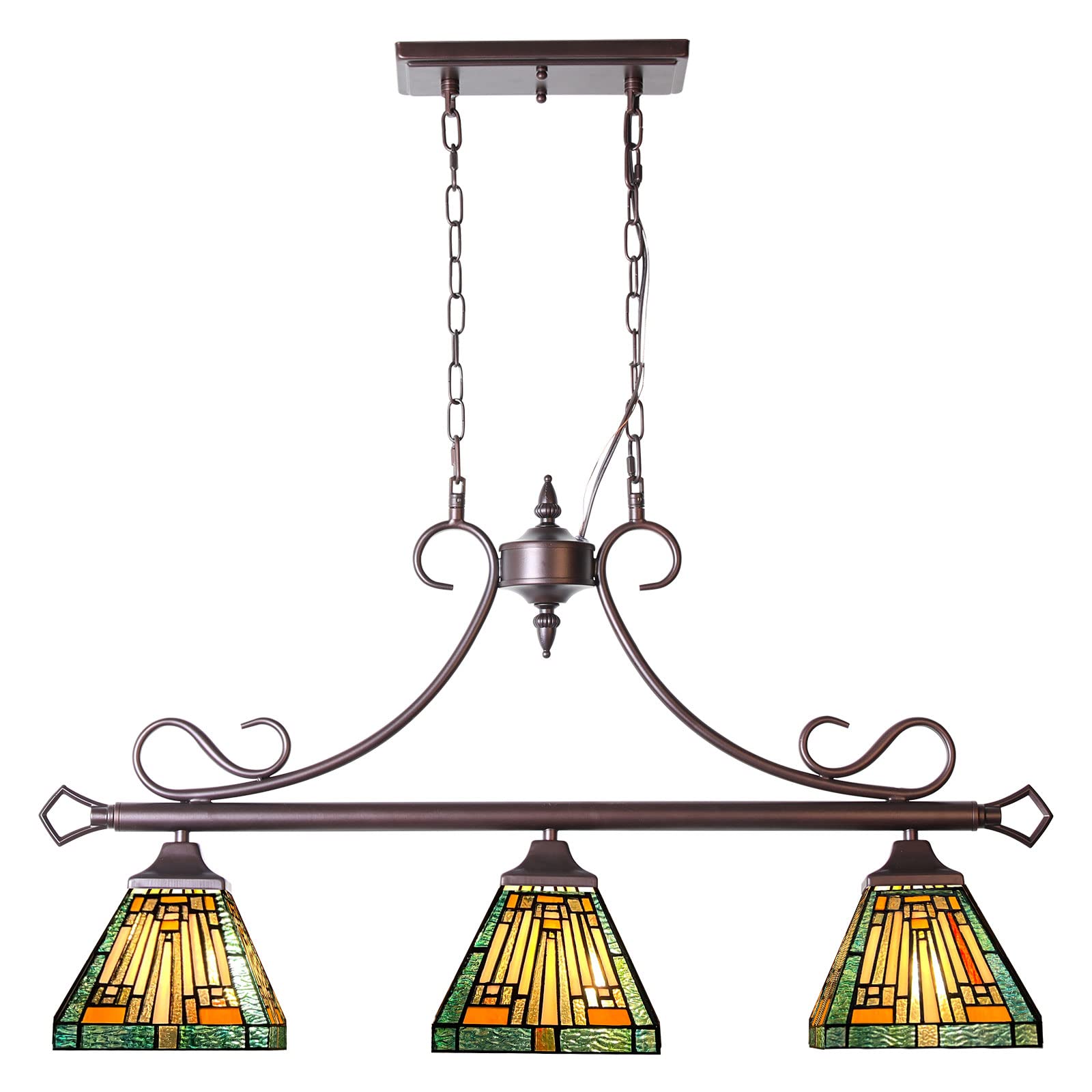 capulina tiffany lamp stained glass pendant light 3-lights 7 inches wide vintage antique tiffany style chandelier pendant lighting fixture for rustic farmhouse kitchen island dining room