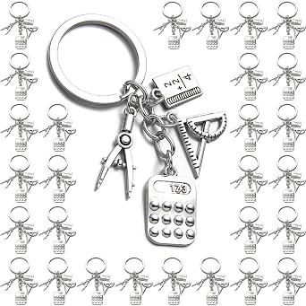 PHAETON 20PCS MathTeacher Gifts Mathematics Teacher Keychain, Teacher Keychain, Architect, Architectural Engineer Teacher, Geometry, Math Book, Teacher Gift, Math Teacher Key Ring
