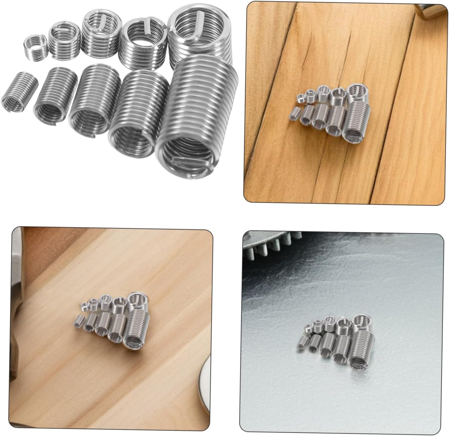 150pcs Stainless Steel Wire Screw Sleeve Kit Precision Thread Repair Inserts with Vibration Locking Design for Machinery Computers and Electronics