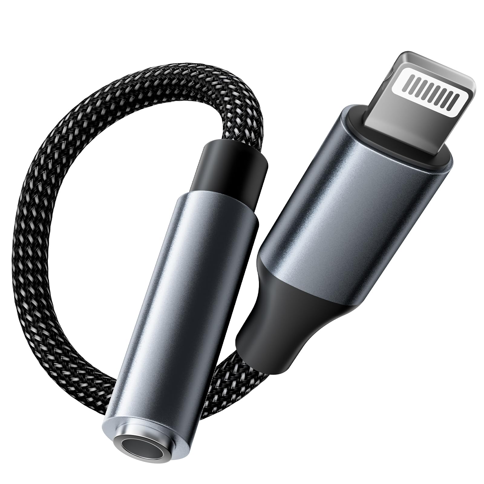 【MFi認証】iPhone イヤホン変換アダプタ Lightning - 3.5 mm ライトニング イヤホン 変換 純正チップ ハイレゾ対応 DAC搭載 音量調節/通話/音楽対応 柔らかエコTPE製 iPhone 14/13/SE/12/11/XS Max/XS/XR/X/8/8plus/7/7plus対応