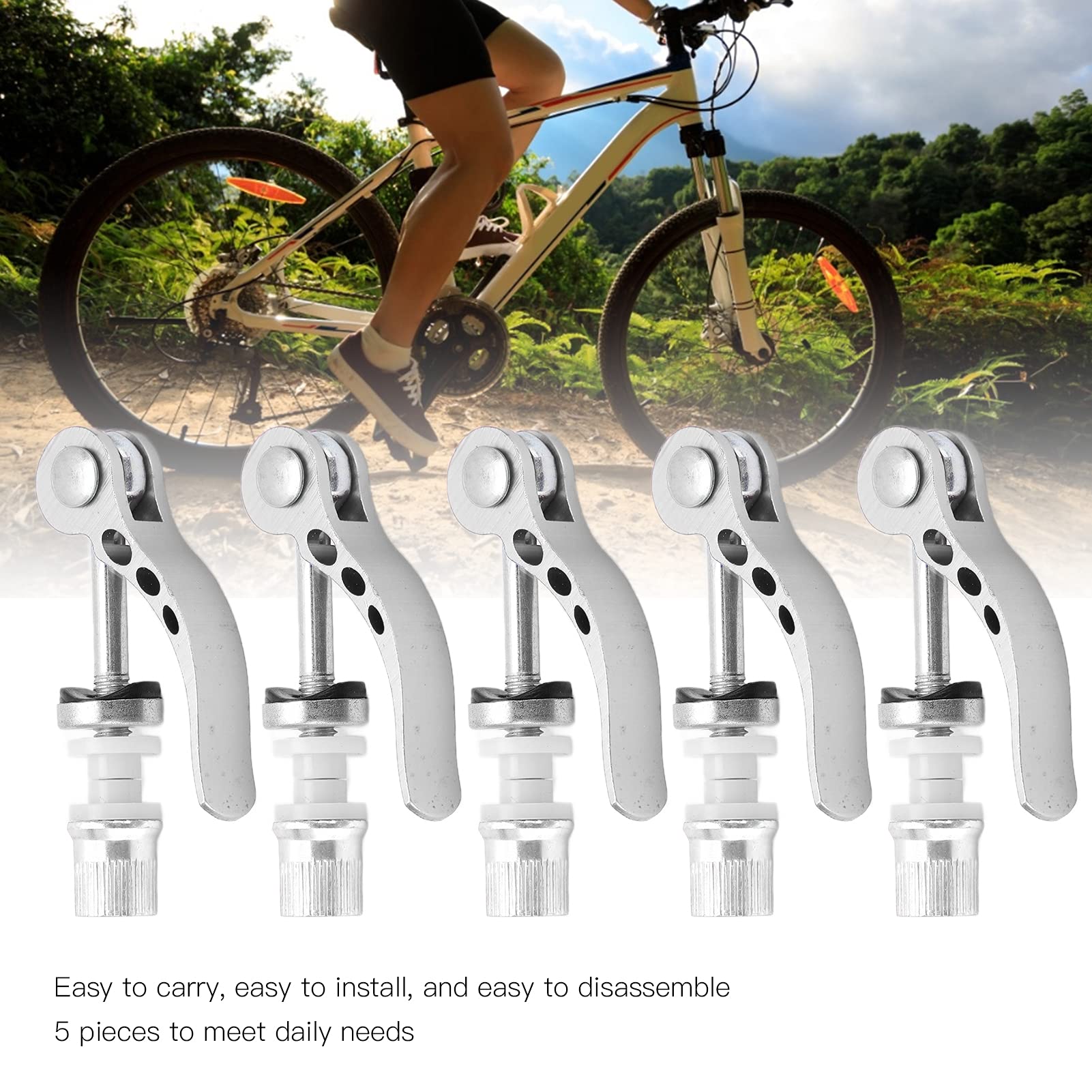SUNGOOYUE Morsetto Reggisella Bici, 5 Pezzi Morsetti Reggisella a Sgancio Rapido in Lega di Alluminio Morsetto Tubo Bici Scatto Fisso per MTB Bici da Strada