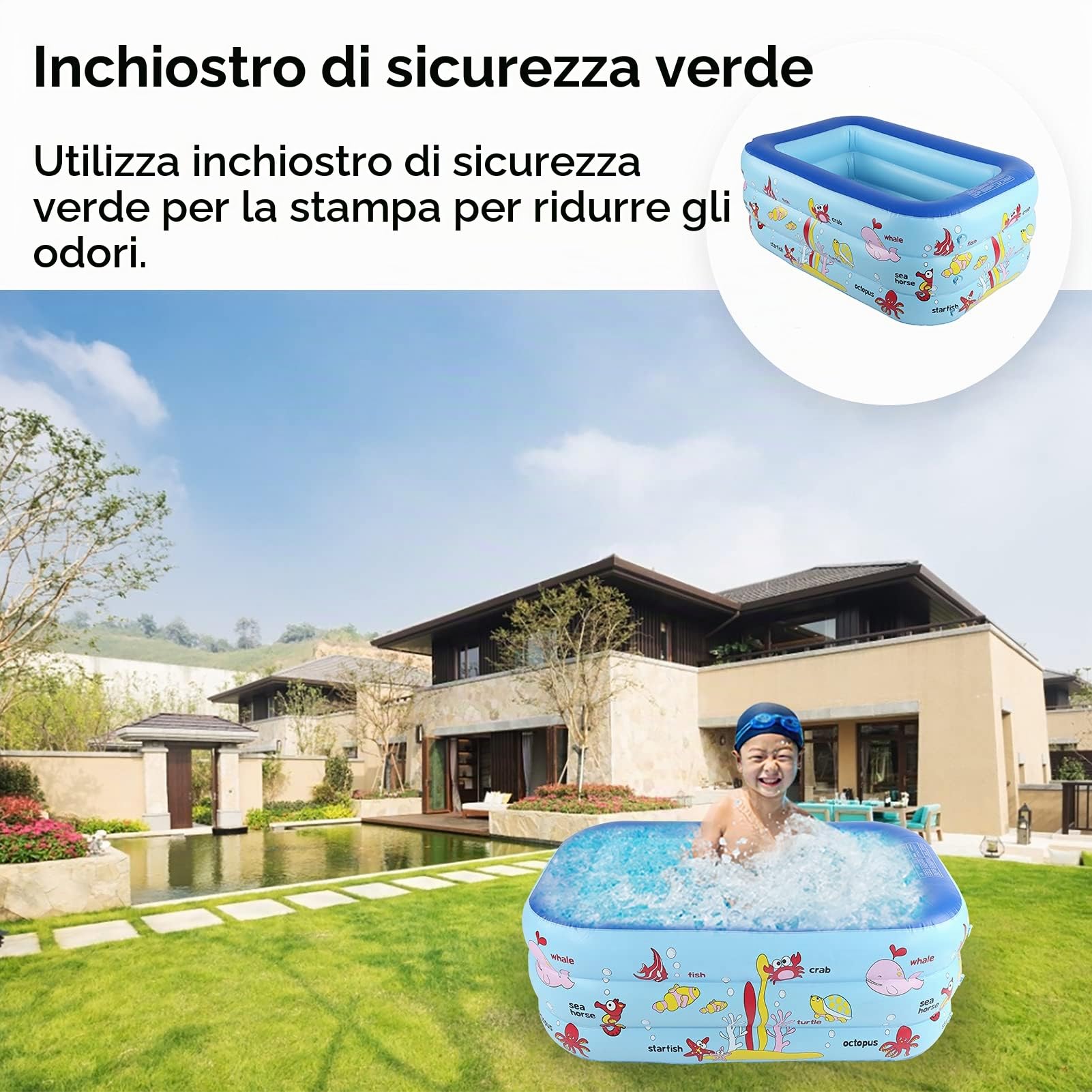 Piscina Gonfiabile per Bambini, Piscina per Bambini Gonfiabili, 130 X 85 X 55 Cm Piscina Familiare, Centro Giochi per Giochi D'acqua per Bambini per Interno e Outdoor