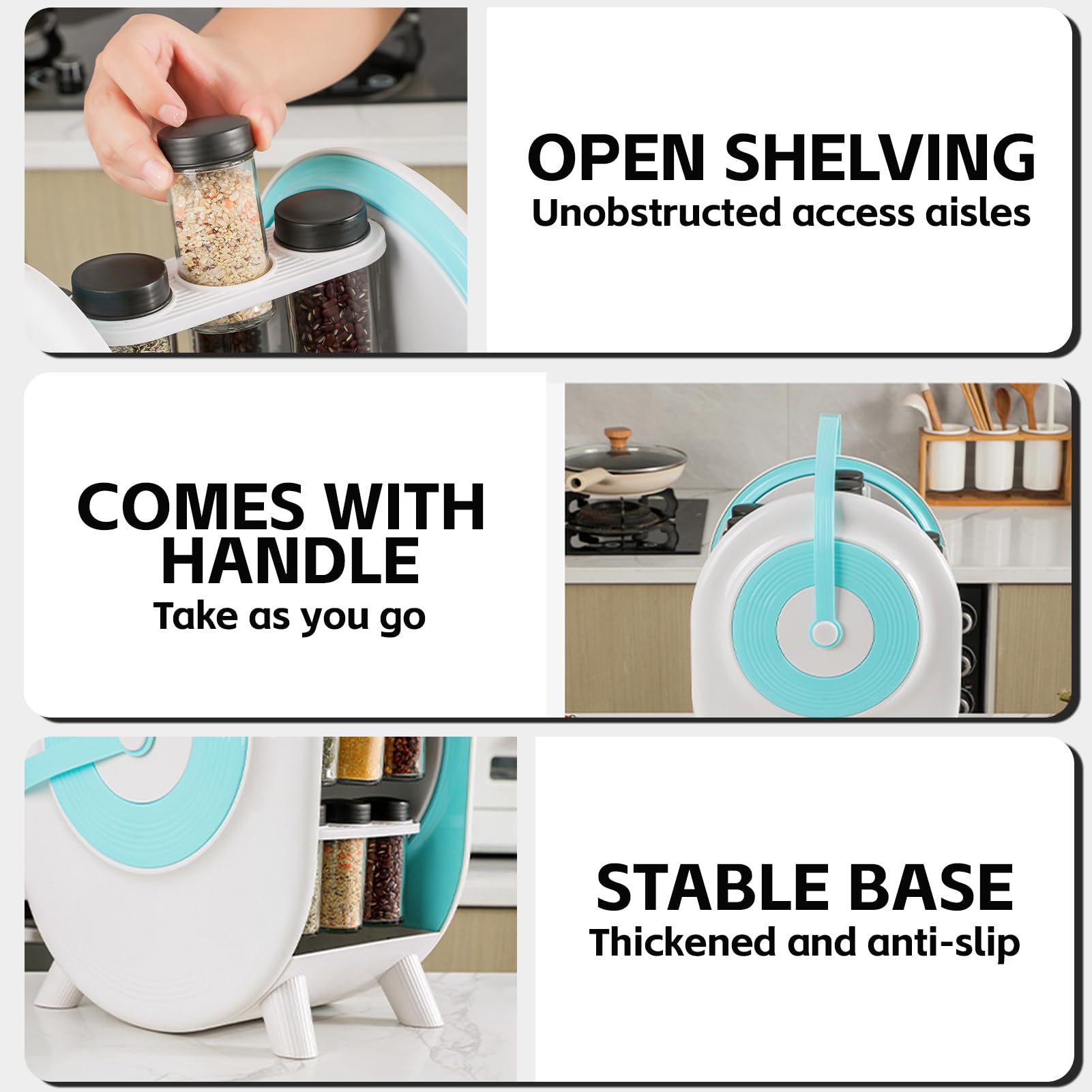 Especieros para Cocina,Especiero Giratorio de 360°,18 Botes