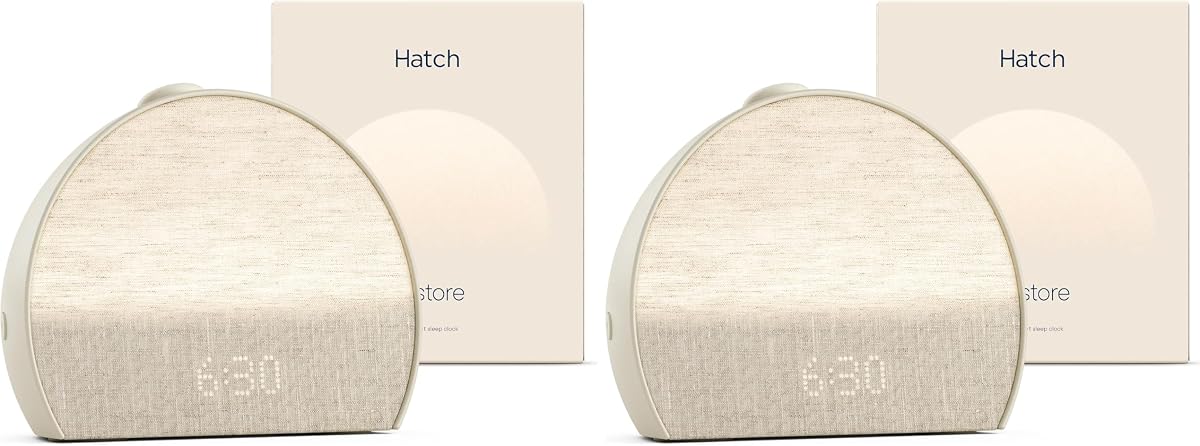Hatch Restore 3 Sunrise Reloj despertador, máquina de sonido, luz inteligente (masilla), ruido blanco, rutina de sueño sin pantalla (paquete de 2)