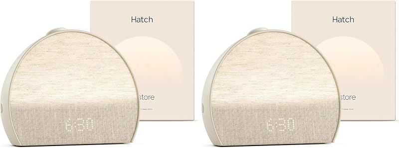 Hatch Restore 3 Sunrise Reloj despertador, máquina de sonido, luz inteligente (masilla), ruido blanco, rutina de sueño sin pantalla (paquete de 2)