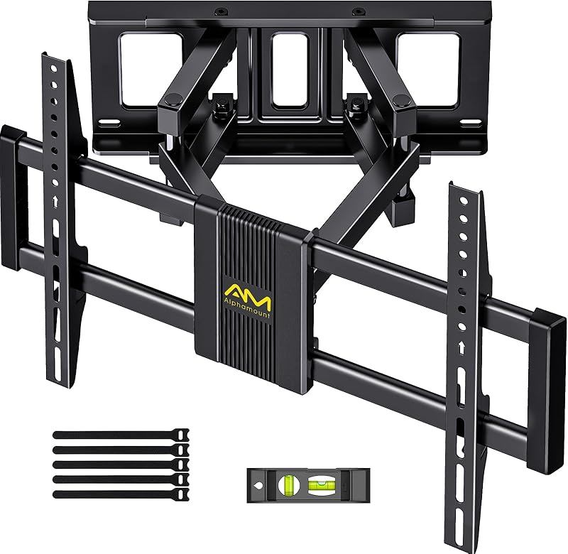 Alphamount Support Mural TV Mouvement Complet pour Téléviseurs de 37 à 80 Pouces Jusqu'à 45 kg, Fixa