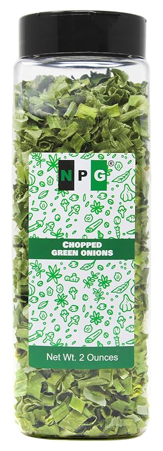 NPG Freeze Dried Chopped Green Onions 2 Oz, All Natural Non-GMO Gluten Free, Dry Green Onions, Dried Scallions, Gourmet Spring Green Onions for Cooking, Salads, Garnish
