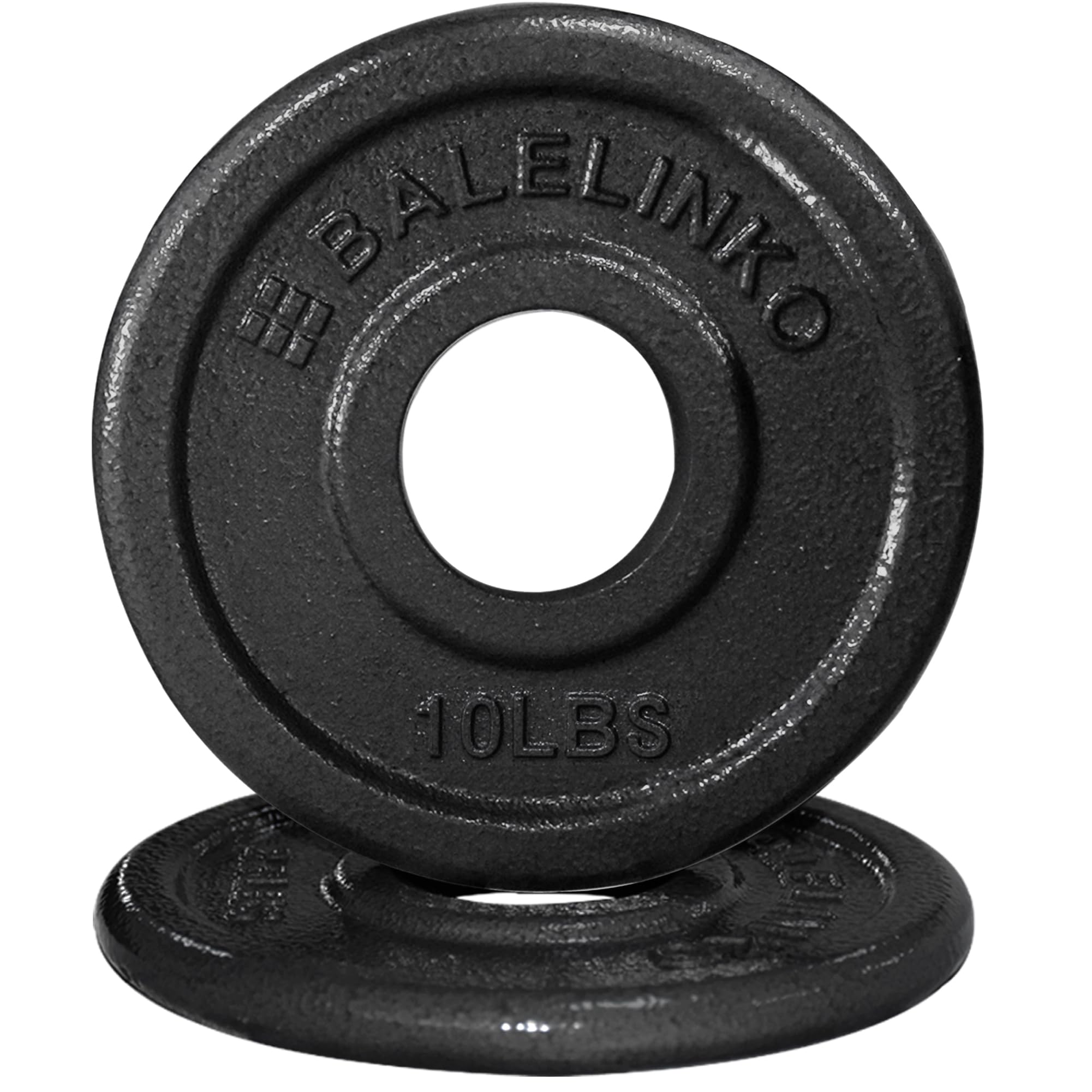 Balelinko Cast Iron 2-inch Olympic Grip Plate Weight Plate for Strength Training, Weightlifting and Crossfit, Set of 2, 10LB, Black