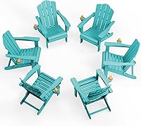 Vista 68 de Juego de sillas Adirondack plegables KINGYES de 2, Silla plegable Adirondack de HDPE para todo clima, Café