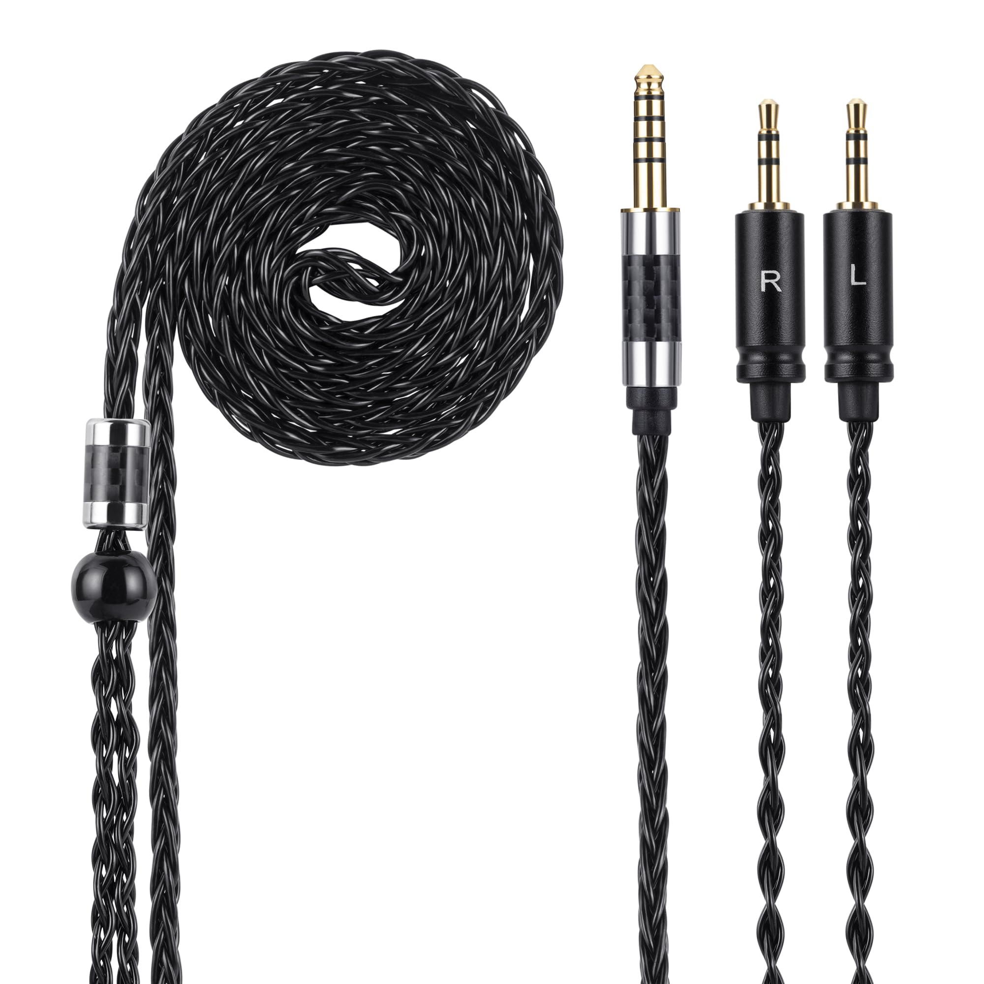 4,4 mm symmetrisches auf duales 2,5-mm-audiophiles Kabel, 8-adriges OCC-Kabel versilbert, kompatibel mit HE400S, HE-400i (2,5-mm-Steckerversion), HE560, HE-350, HE1000 Kopfhörer, HiFi-Upgrade (1,3 m)