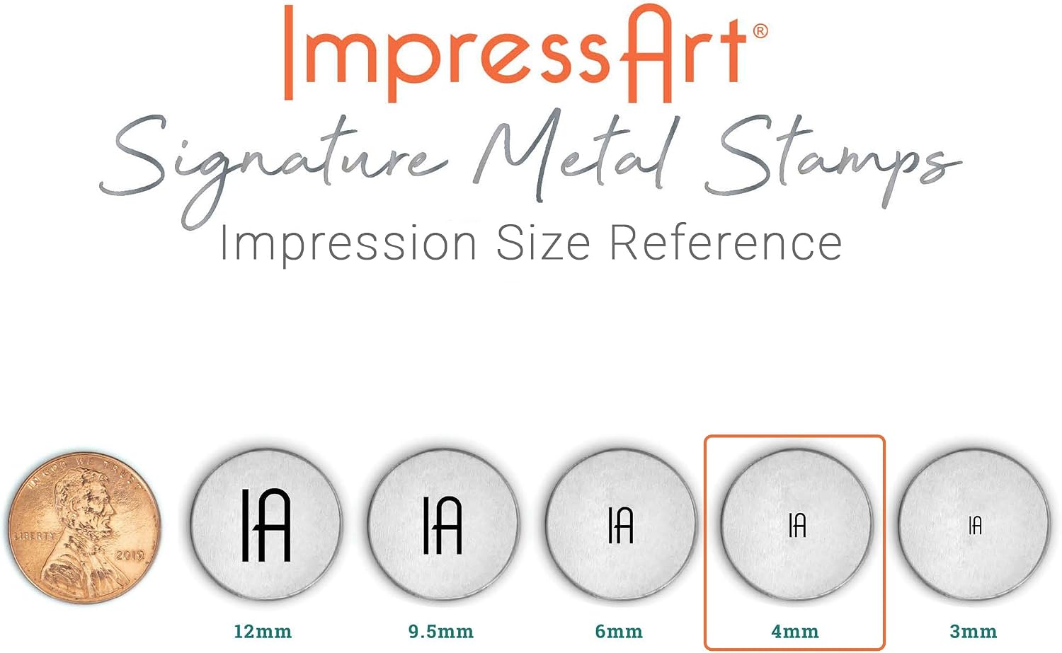 ImpressArt - Signature Moon Phase Design Metal Stamps, 4mm (Pack of 4)