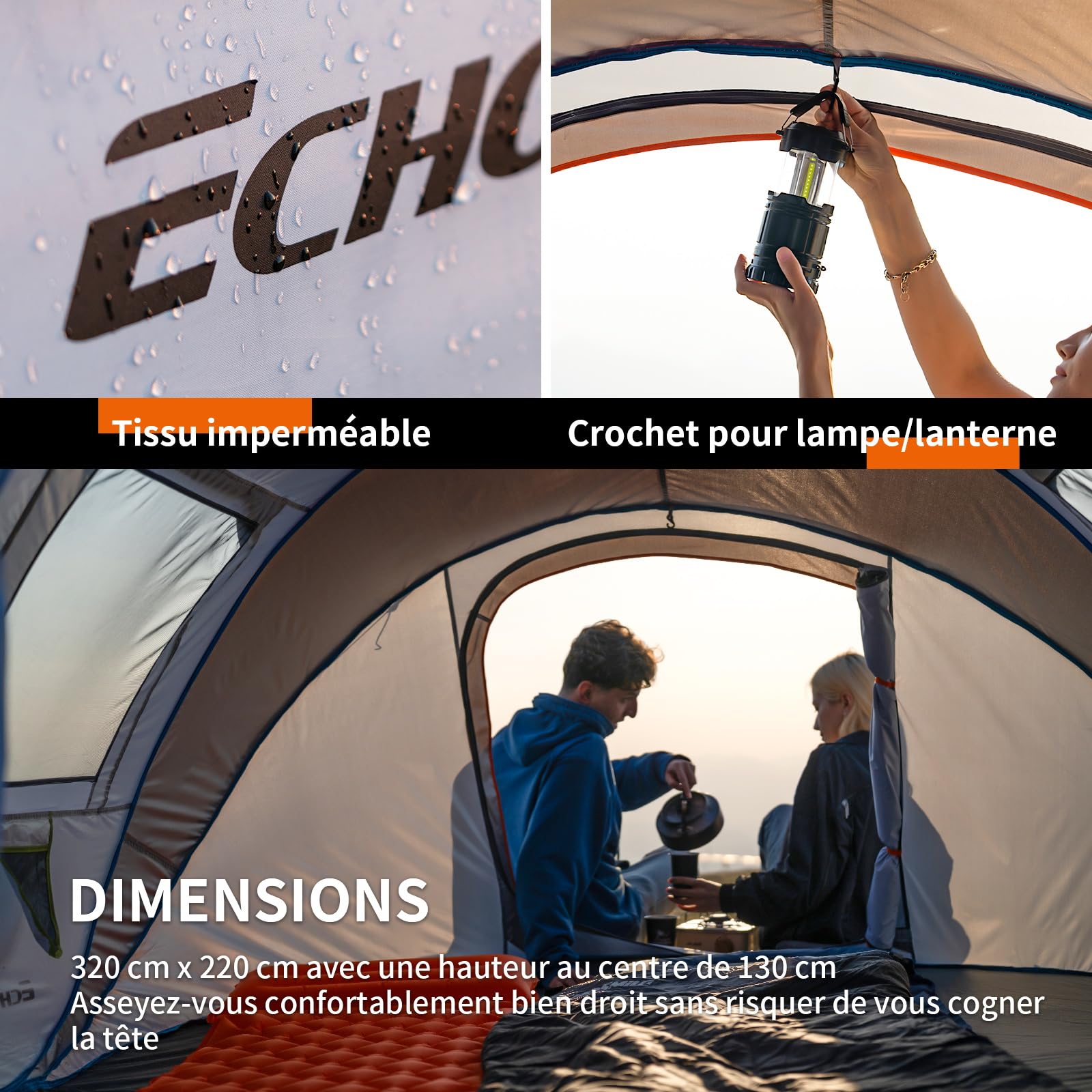 EchoSmile Tente de Camping Pop Up 2/4/6 Personnes Installation Facile Tente | Ventilée, Sac de Transport, Camping, Pêche, Randonnée,, Imperméable,Pliable, Anti-UV, Plage, Extérieur