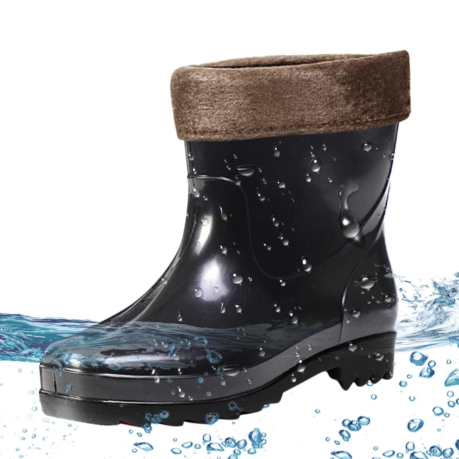 Bottes en caoutchouc pour homme - Courtes - Bottes de pluie imperméables - Pour le jardin - Chaussures de pluie - Doublées - Imperméables