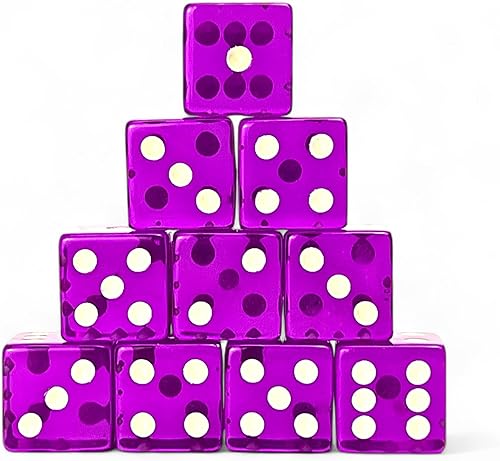 Miniatura 29 de Luck Lab Paquete de 10 dados de 0.748 in – Dados acrílicos y translúcidos D6, cuadrados con borde redondeado para casino, dados, RPG MTG DND