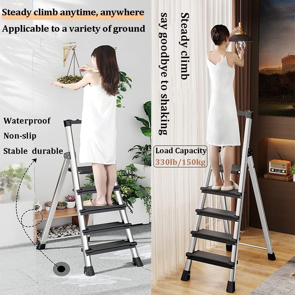 Step Ladder Folding Ladder with Handrails Telescoping Ladders Type A Ladder with Wide Pedals Step Ladders 330 Lb Capacity Folding Ladder Telescopic Ladder(Color:A,Size:5 Step)