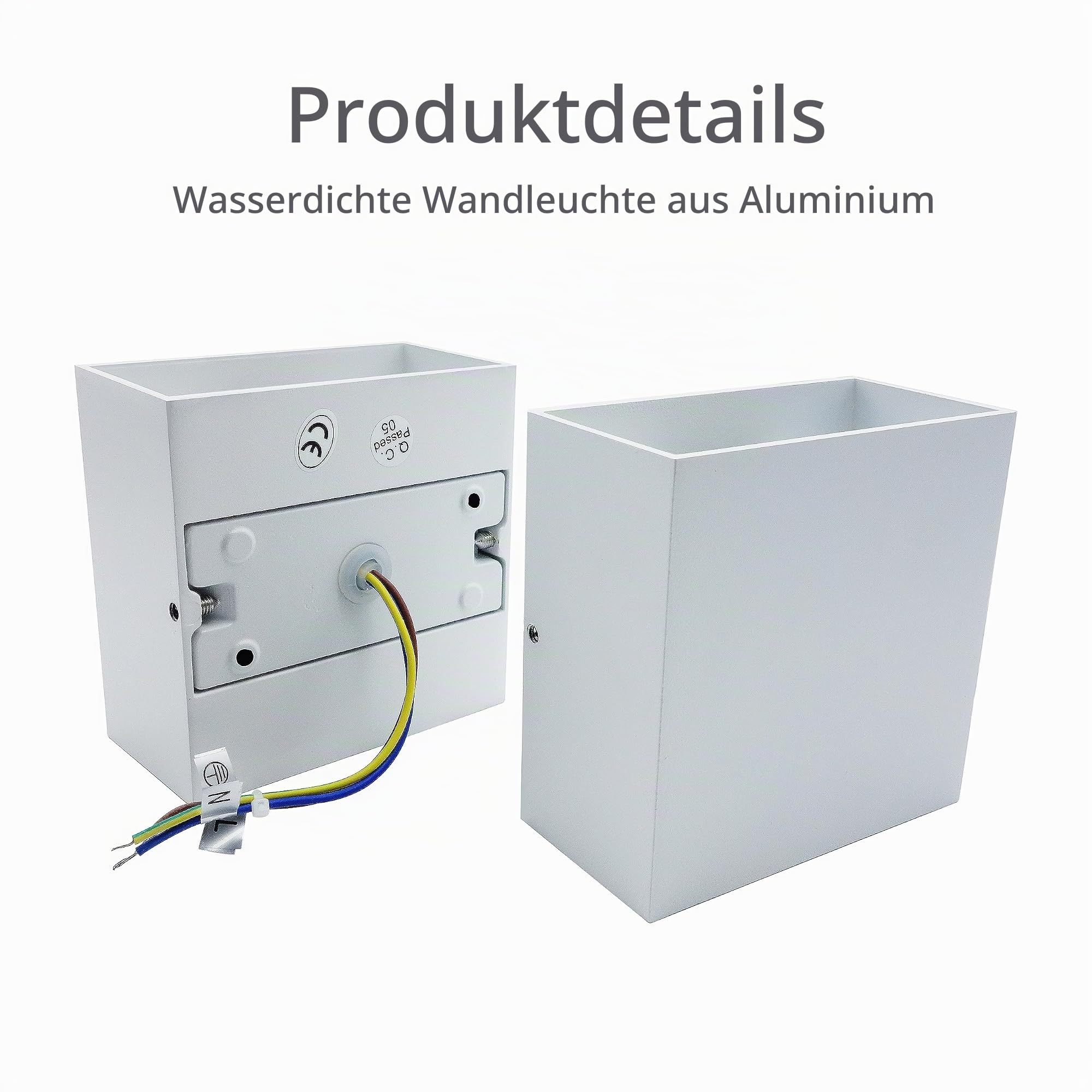 KICAAO Wandlampe 2 Stück LED Lampe 12W Aussenbeleuchtung Warmweiß 3000K Wandleuchte Aluminium Innen/Aussen Weiß Uneinstellbarer Winkel 10 x 10 x 5 cm (Weiß - 4pcs)