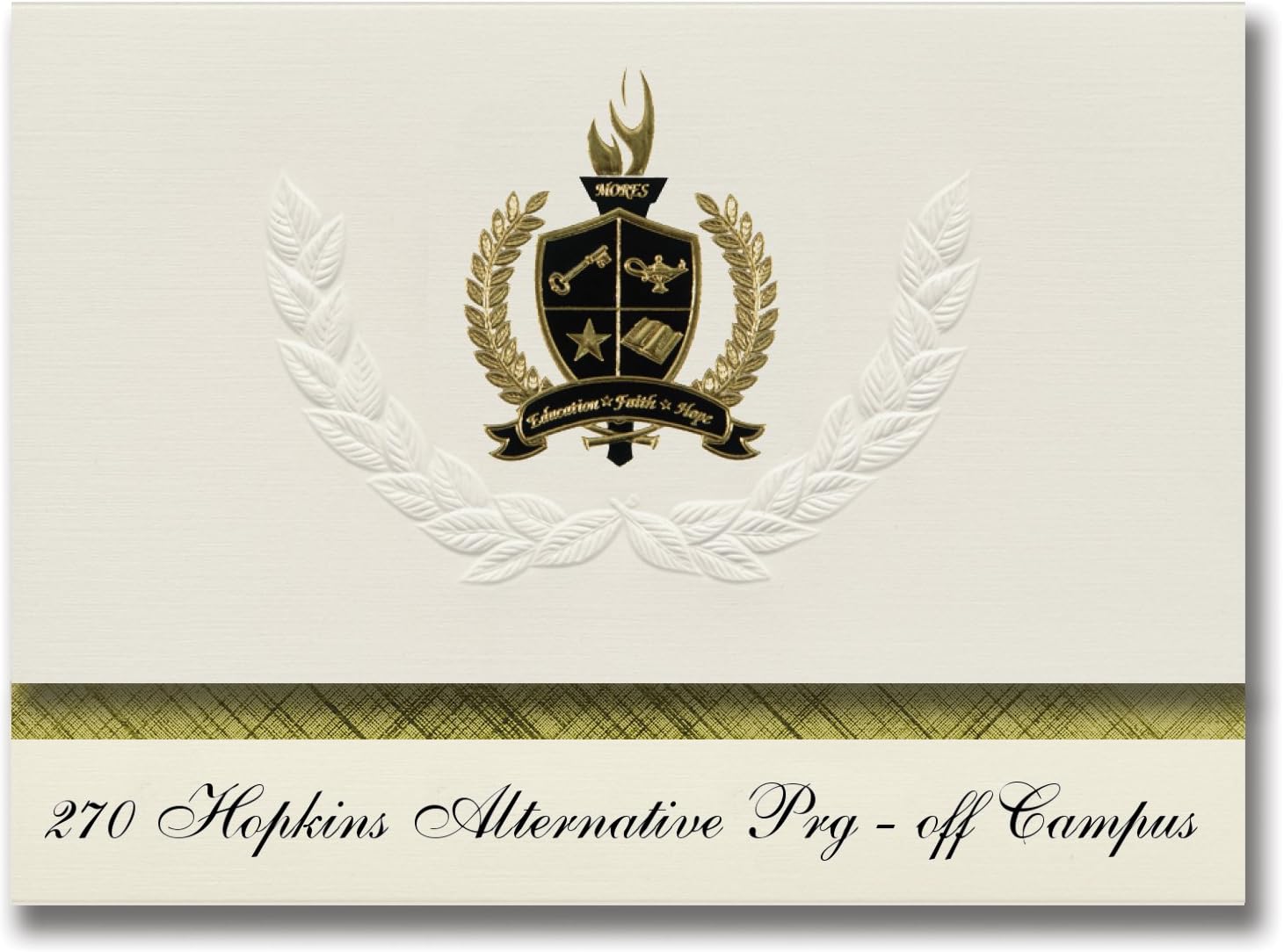 Signature Announcements 270 Hopkins Alternative Prg - off Campus (Hopkins, MN) Graduation Announcements, Presidential Elite Pack 25 with Gold & Black Metallic Foil seal