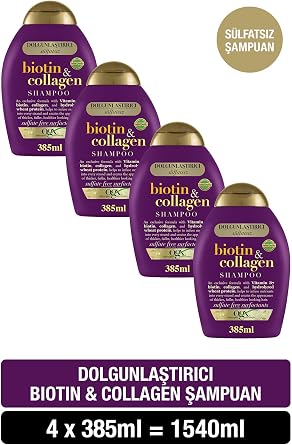OGX Biotin & Kolajen Dolgunlaştırıcı Sülfatsız Şampuan (385 Ml x 4 adet)