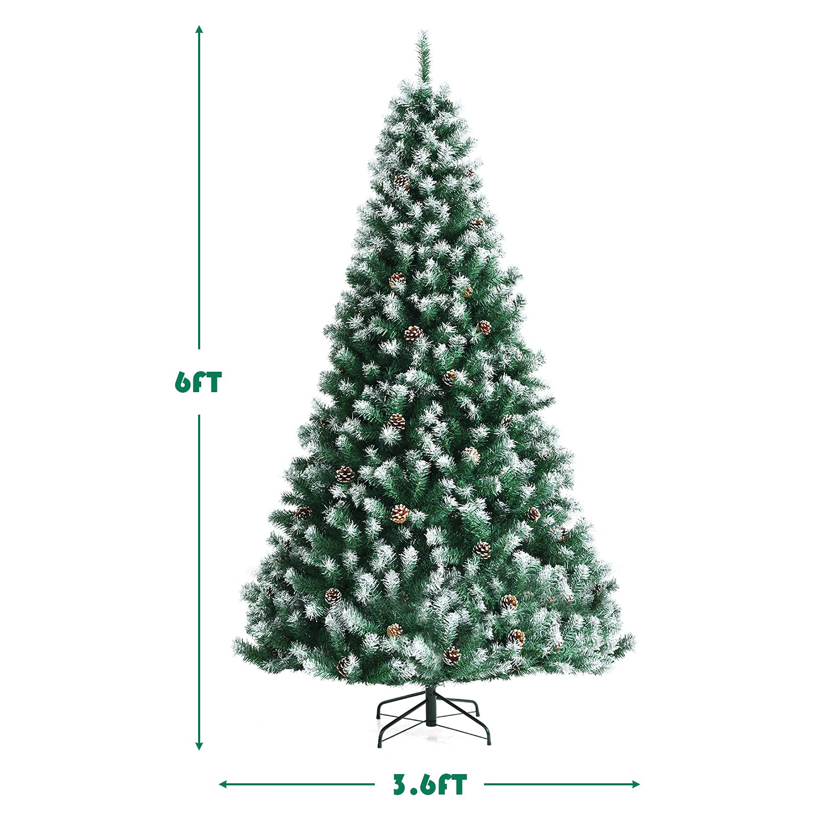 Goplus 6ft PreDecorated Christmas Tree, Artificial Hinged Unlit Xmas