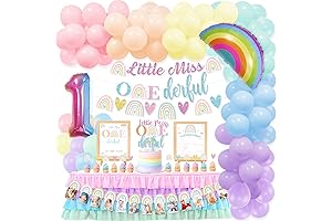 Little Miss Onederful Banner and Pastel Rainbow Party Decorations