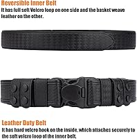 Vista 3 de TACNEX Cinturón de trabajo de tejido de canasta de 2 pulgadas con forro de gancho, 4 protectores de 1.5 pulgadas, cinturón interior reversible