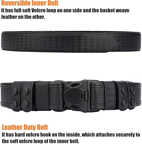 Miniatura 3 de Basketweave - Cinturón de trabajo con forro de gancho de 2 pulgadas, cinturones de servicio policial con 4 protectores de cinturón de 1.5 pulgadas,