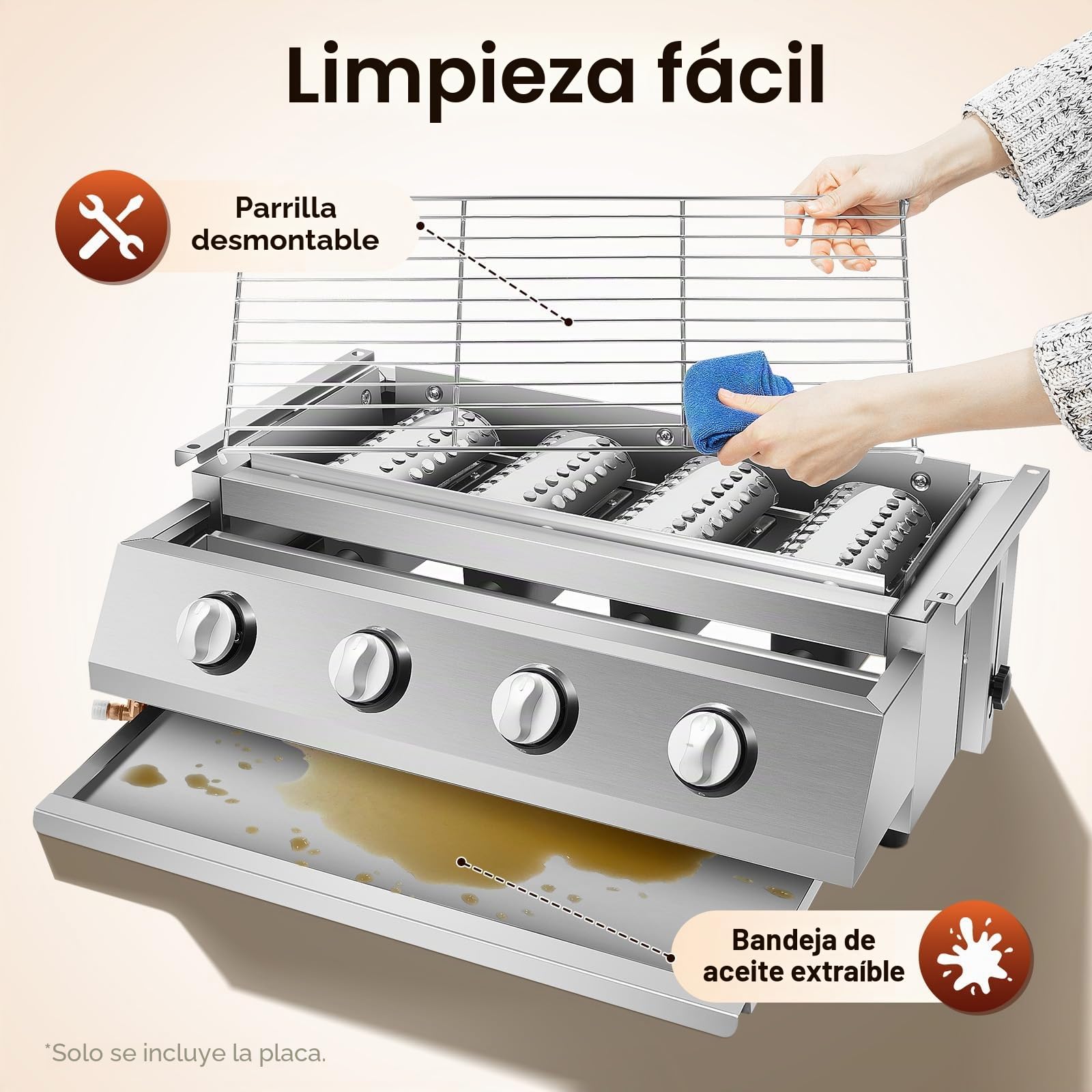 Barbacoa de gas de mesa de acero inoxidable de 4 quemadores, altura regulable, calefacción por infrarrojos, parrillas LPG para camping, balcón, jardín