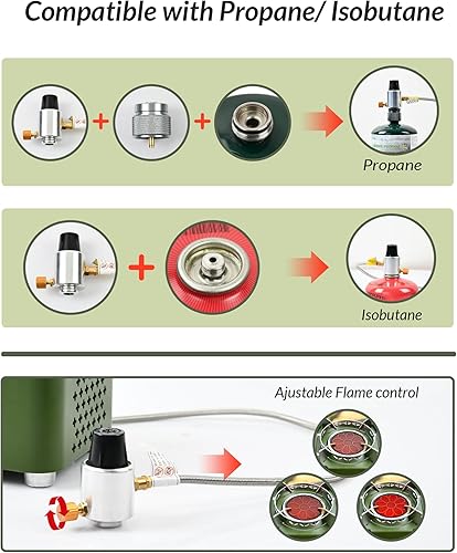 Miniatura 7 de Indwell Estufa de butano de un solo quemador, estufa portátil para acampar con bolsa de transporte, estufa de gas de campamento resistente al