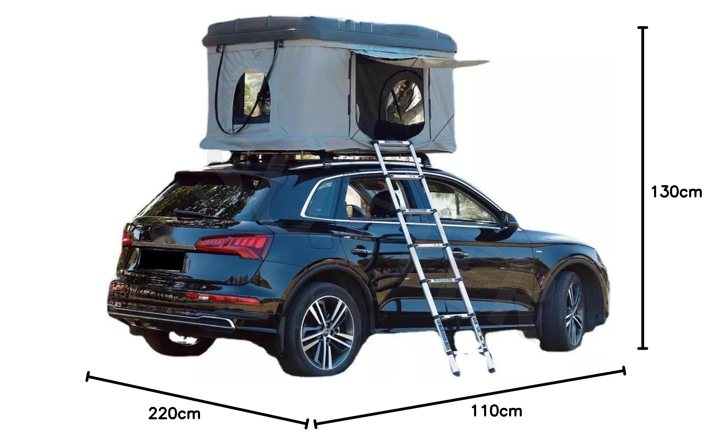 Hardtop Dachzelt (Hartschalen Universal-Dach-Zelt), wasserdichter lichtdichter Stoff 600D 230g/qm, Autodachzelt - Solange Vorrat reicht