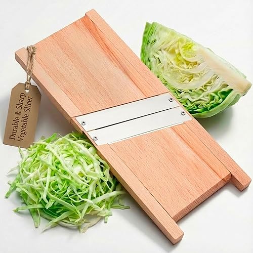 Wooden Cabbage Shredder for Coleslaw (11.8x5.1 in) - Cabbage Grater for Coleslaw - Shredder for Sauerkraut - Slaw Slicer Cutter - Slicer Maker
