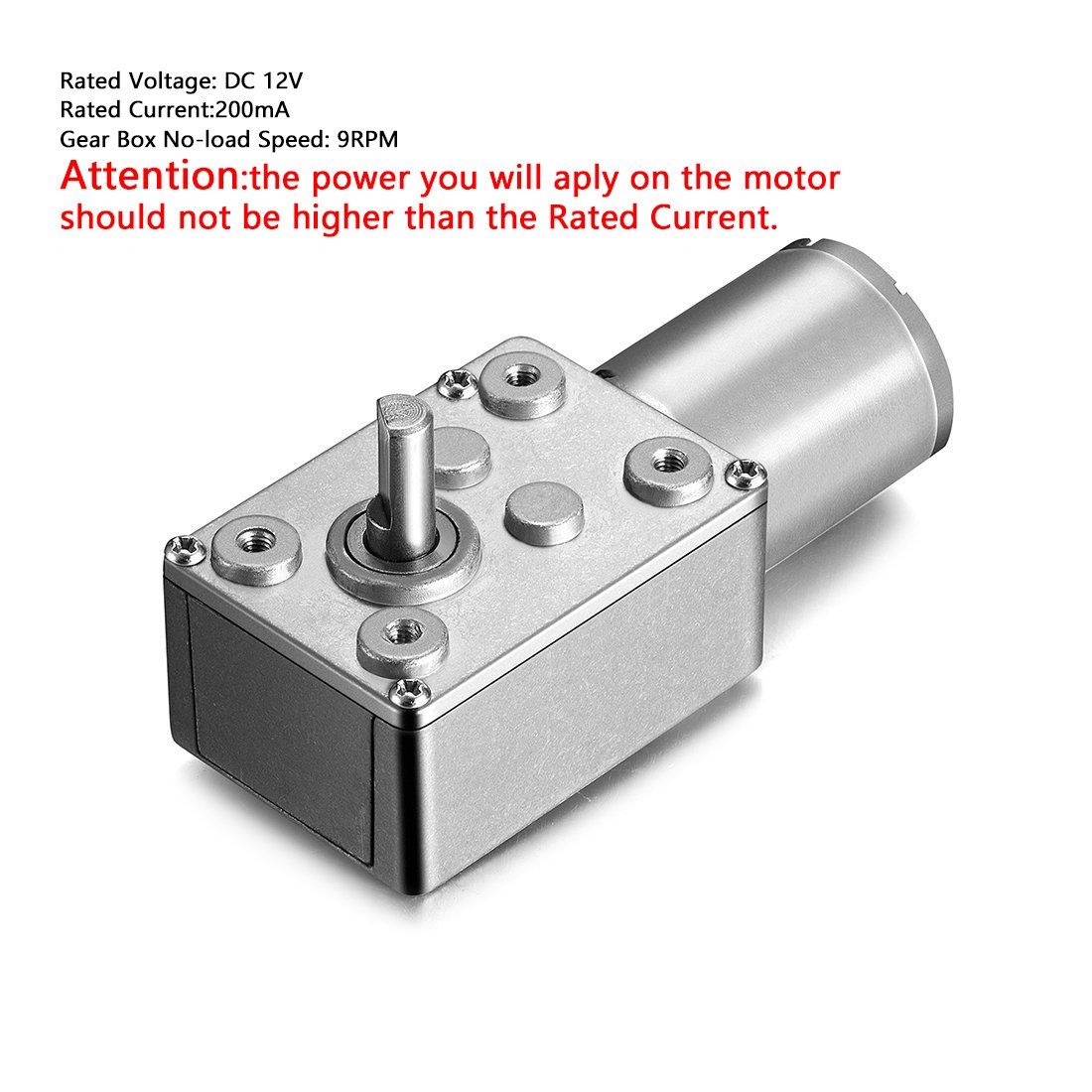 Aexit JSX950-370 DC 12V 9RPM 6mm Eje alto Turbina de tornillo sin fin Motor de reducción de la caja de engranajes de (model: Z7876IIVI-8495AE) tornillo sin fin